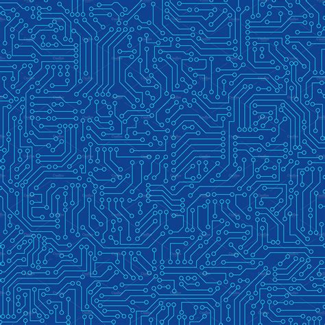 Blue Circuit Board Seamless Pattern Decorative Illustrations