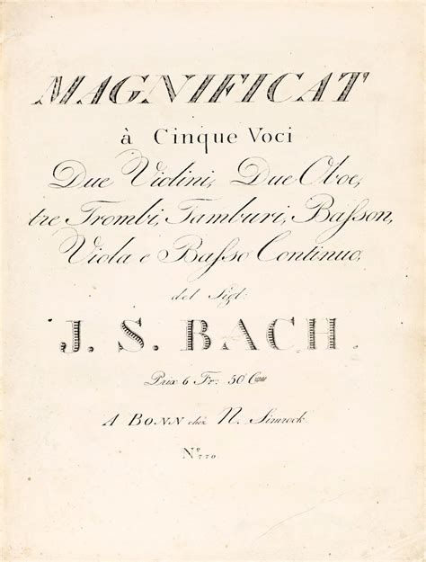 Js Bach Magnificat In E Flat For Solo Voices Chorus And Orchestra