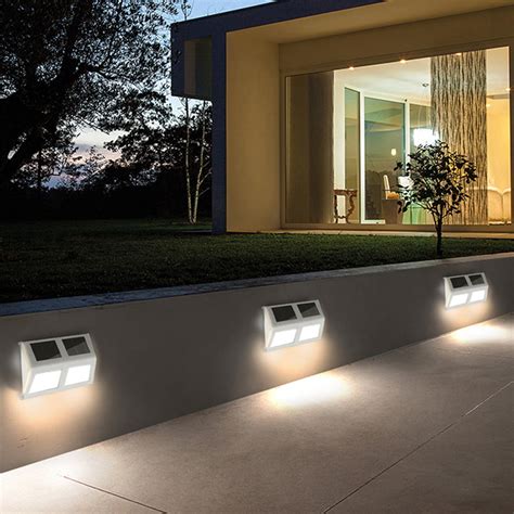 4led Solar Powered Stair Lights Wall Lamp Solar Step Light Water
