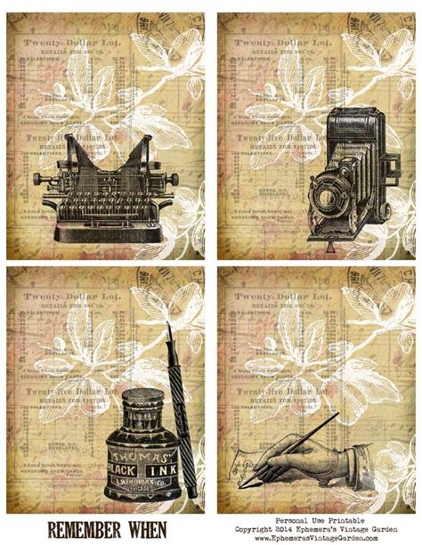 Ephemeras Vintage Garden Free Printable Vintage Journaling Cards