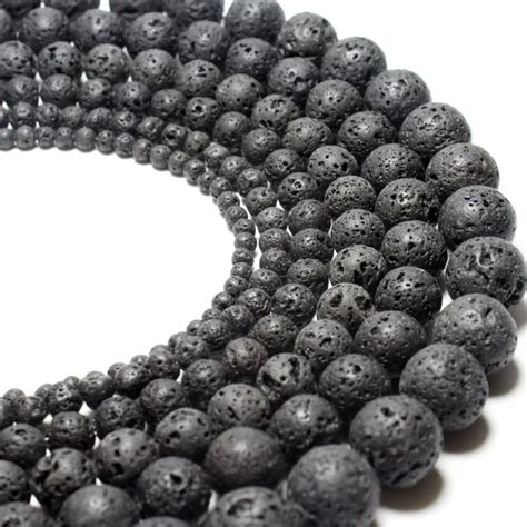 4 6 8 10 12mm Natural Lava Stone Beads Black Volcanic Rock Round Stone Loose Beads For Diy