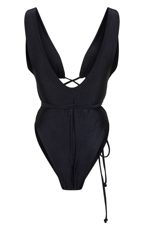 Black Cut Out Wrap Around Swimsuit Swimwear Prettylittlething