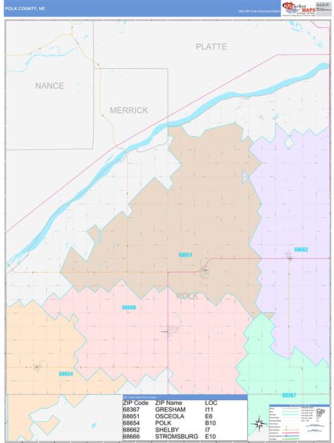 Polk County Ne Wall Map Color Cast Style By Marketmaps