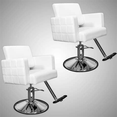Quilted White Havana Hair Salon Stylist Chair Two 2 Chair Package
