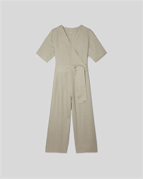 The Linen Cross Front Jumpsuit Seagrass Everlane
