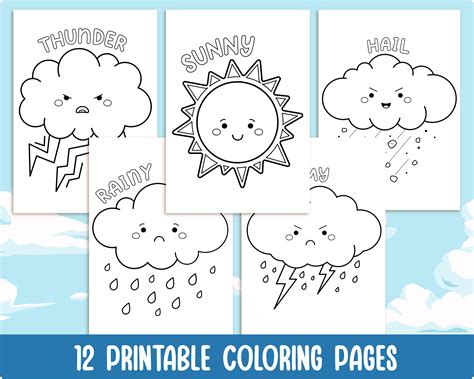 12 Printable Weather Elements Coloring Pages for Kids With Names