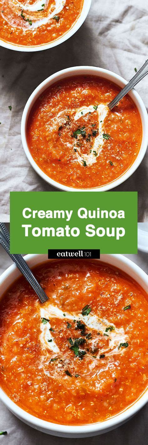 Creamy Tomato Quinoa Soup Quinoa Soup Recipes Soup Recipes Tomato