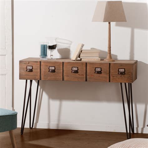 Console 1 tiroir pin recyclé 120,5x40,5x79,5cm ATELIER ...