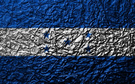 Download Wallpapers Flag Of Honduras 4k Stone Texture Waves Texture