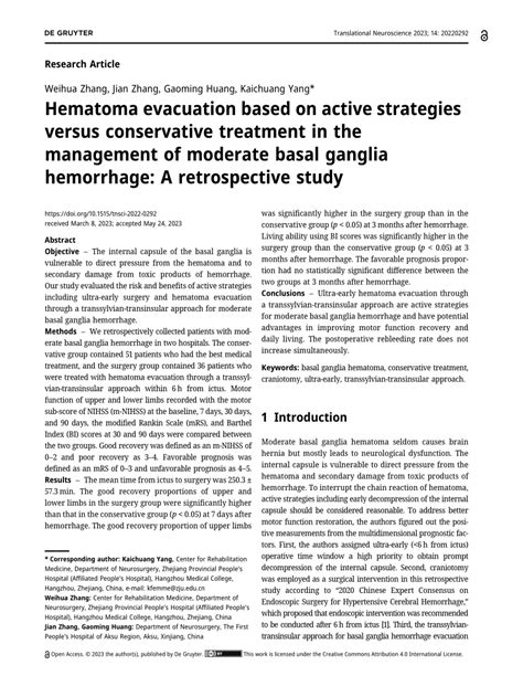 Pdf Hematoma Evacuation Based On Active Strategies Versus