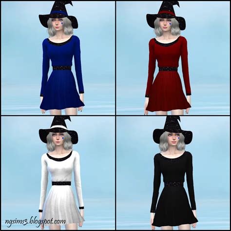 Black Glitz Witch Clothes Set Dress Sims 4 Female Clothes