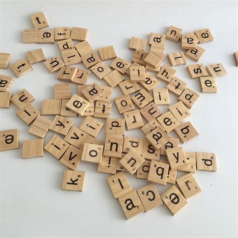 100 Wooden Alphabet Scrabble Tiles Black Letters And Numbers For Crafts