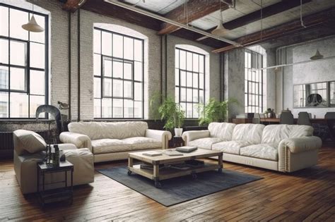 Premium Ai Image Interior Of Modern Loft Style Living Room Ai Generated
