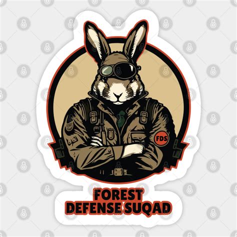Forest Defense Squad Military Rabbit Forest Defense Squad Sticker