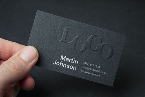 Download Embossed Dark Business Card PSD Mockup (Free) by Graphic ...