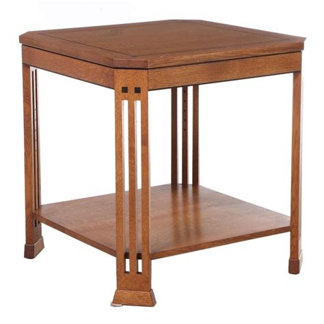 Stickley Arts And Crafts Style Tiered Oak End Table Oak End Tables