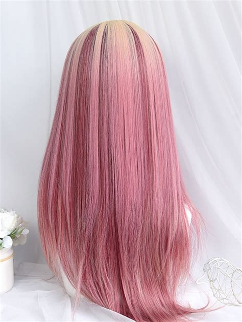 Evahair 2021 New Style Pink And Blonde Mixed Color Long Straight