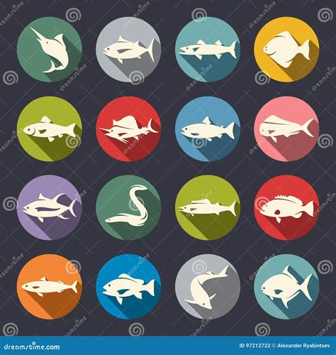 Fish Species Icons Stock Vector Illustration Of Pompano 97212722