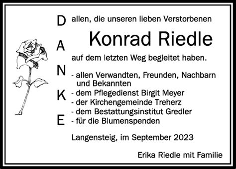 Traueranzeigen Von Konrad Riedle Schwaebische De Trauerportal
