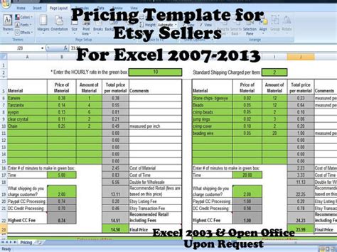 Product Pricing Calculator Template For Etsy And Paypal Seller