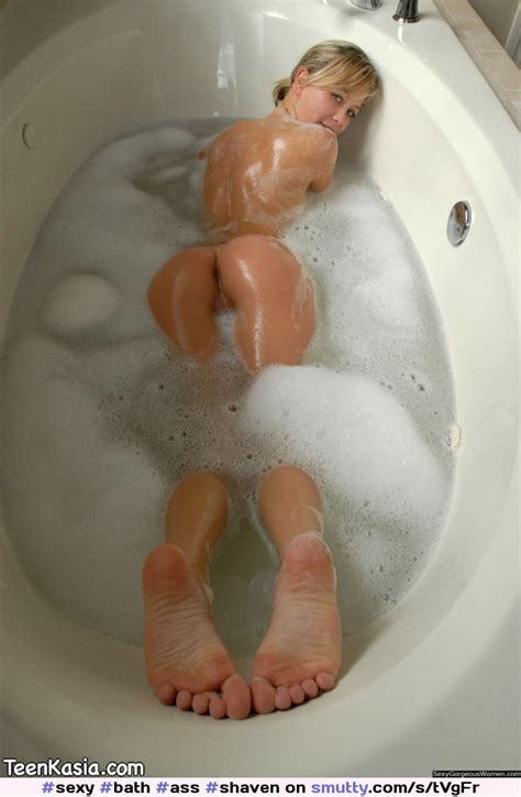 Bath Ass Shaven Feet Bubbebath Smile Wet Nude Sexy