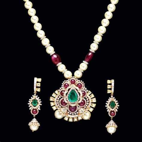 Indian Jewellery and Clothing: Emerald Pendant sets from ...
