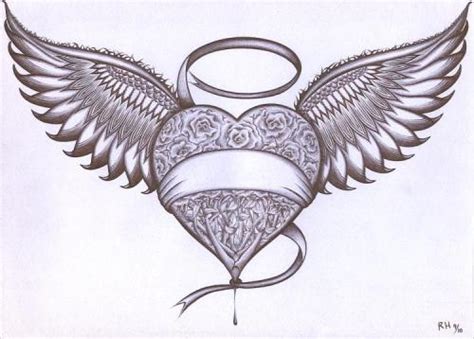 Drawing hearts with wings wings easy draw pencil drawing heart wings. Free Pencil Drawings Of Hearts With Wings And Banners ...