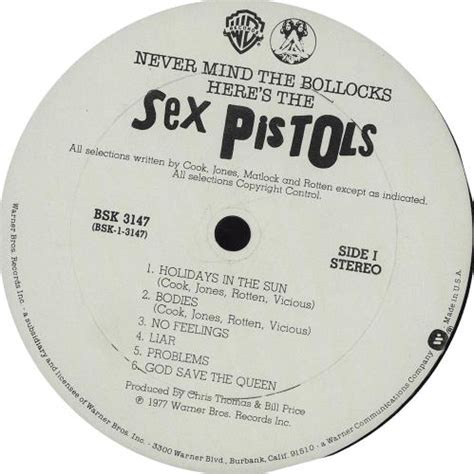 Sex Pistols Never Mind The Bollocks Columbia House Club Edition Us