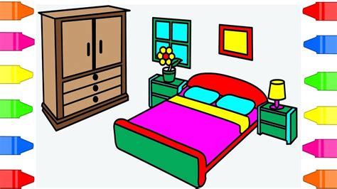 How To Draw Bedroom Coloring Pages For Kids Drawing Bed Art For