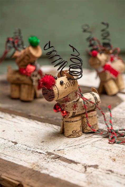 Ribbons on reindeer vary in different colors/styles. Wine cork Reindeer Ornament | Wine cork ornaments ...