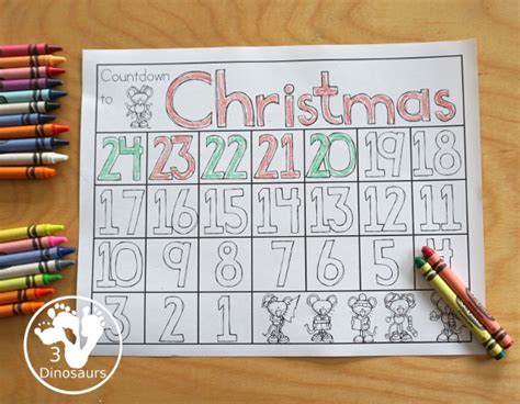 Coloring Christmas Countdown Printable