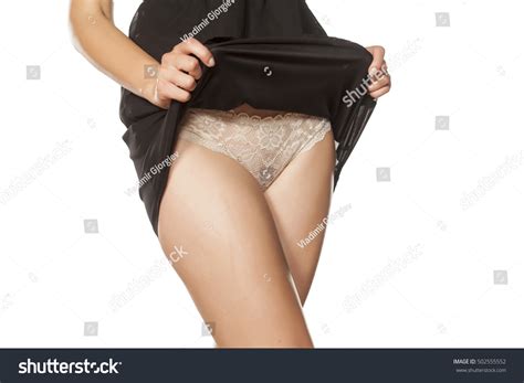Woman Lifted Her Dress Shows Her Stock Photo Shutterstock