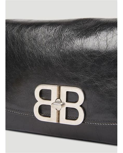 balenciaga bb soft medium flap shoulder bag in black lyst