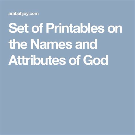 Set Of Printables On The Names And Attributes Of God Attributes Of