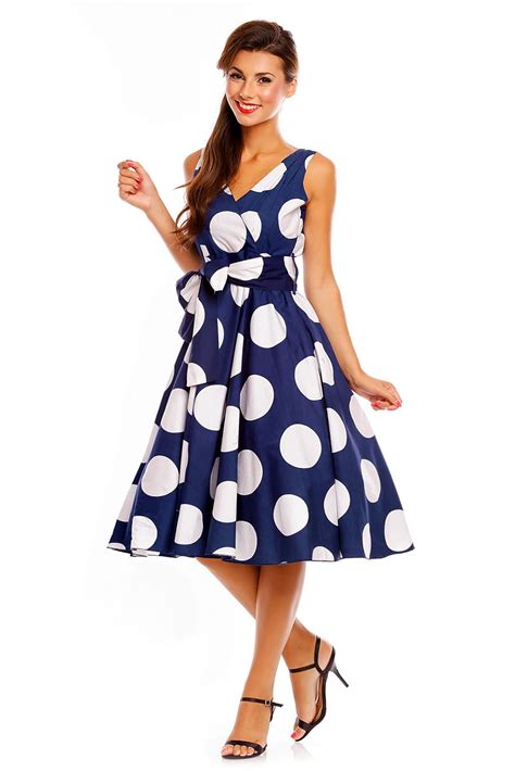 Ladies Retro Vintage 50s Swing Big Polka Dot Rockabilly Dress Ebay