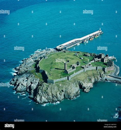 St Patrick S Isle And Peel Castle Isle Of Man Uk Aerial View Stock