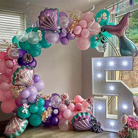 97pcs Little Mermaid Party Balloon Garland Arch Kit Mermaid Tail Helium