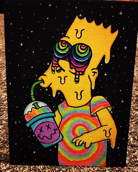 Trippy Bart In 2020 Hippie Painting Mini Canvas Art Diy Art Painting