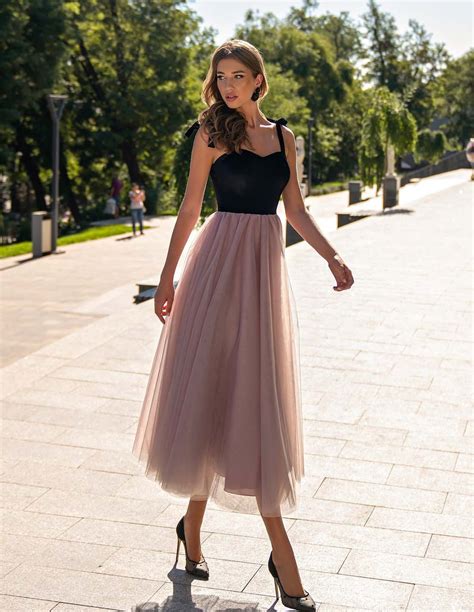 cocktail dress with tulle skirt and bow straps invitadisima