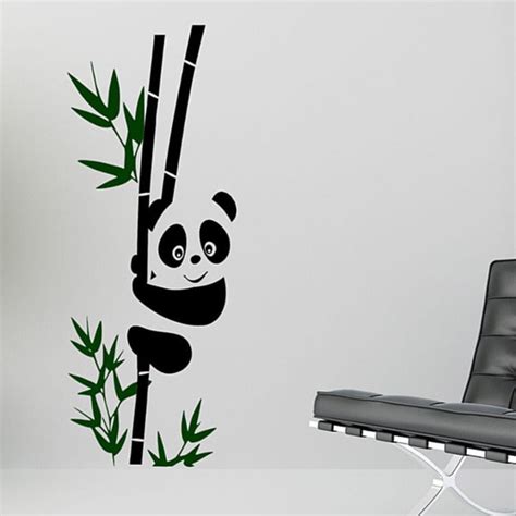 Vinyl Panda On A Bamboo Stalk Wall Decal Overstock 6293316