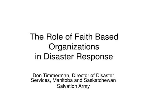 Ppt The Role Of Faith Based Organizations In Disaster Response