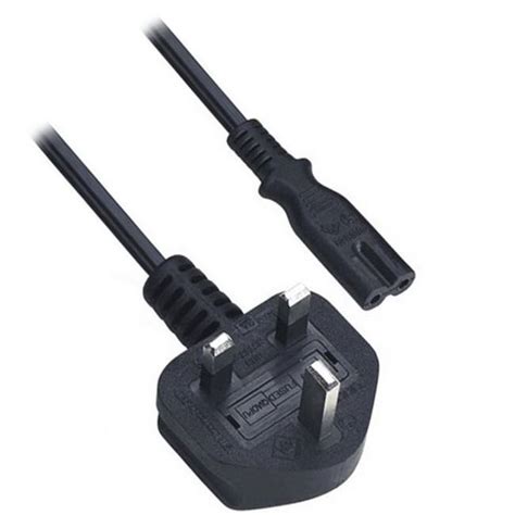Figure 8 Power Cable 2 Metre 3 Pin Plug Black 3 Amp