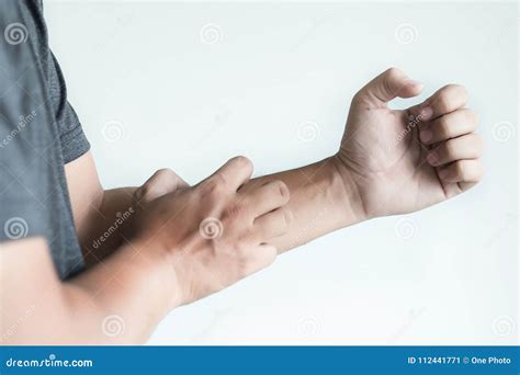 Itchy Arms Scratching Healthcare And Medicine Health Problem Stock