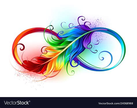 Download Infinity symbol with rainbow feather vector image on ...