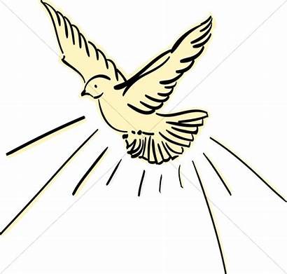 Dove Holy Clipart Outline Drawing Flying Yellow
