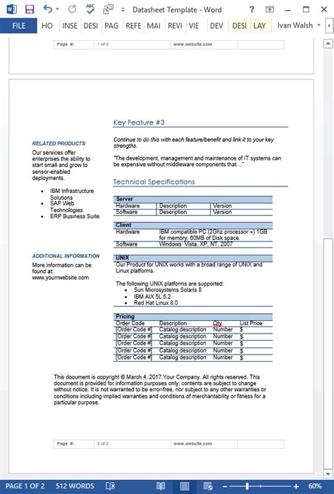 Datasheet Template Ms Office Templates Forms Checklists For Ms