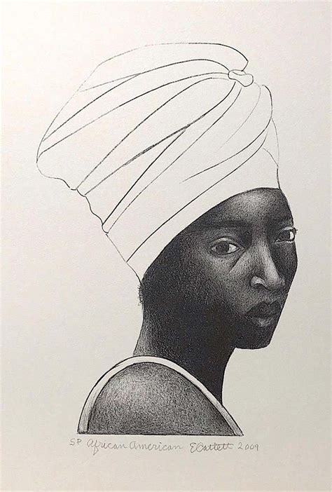 Elizabeth Catlett African American Womanturban Hand Drawn