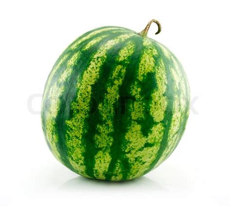 Ripe Green Watermelon Isolated On White Stock Image Colourbox