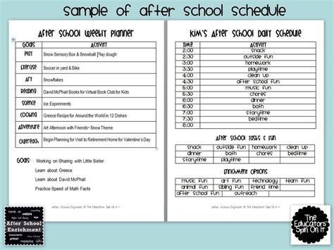 After School Weekly Planner The Educators Spin On It School Lesson