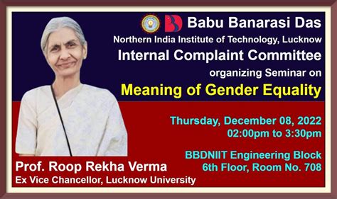 Bbdniit Icc Organized Seminar On Meaning Of Gender Equality On December 08 2022 Bbdniit